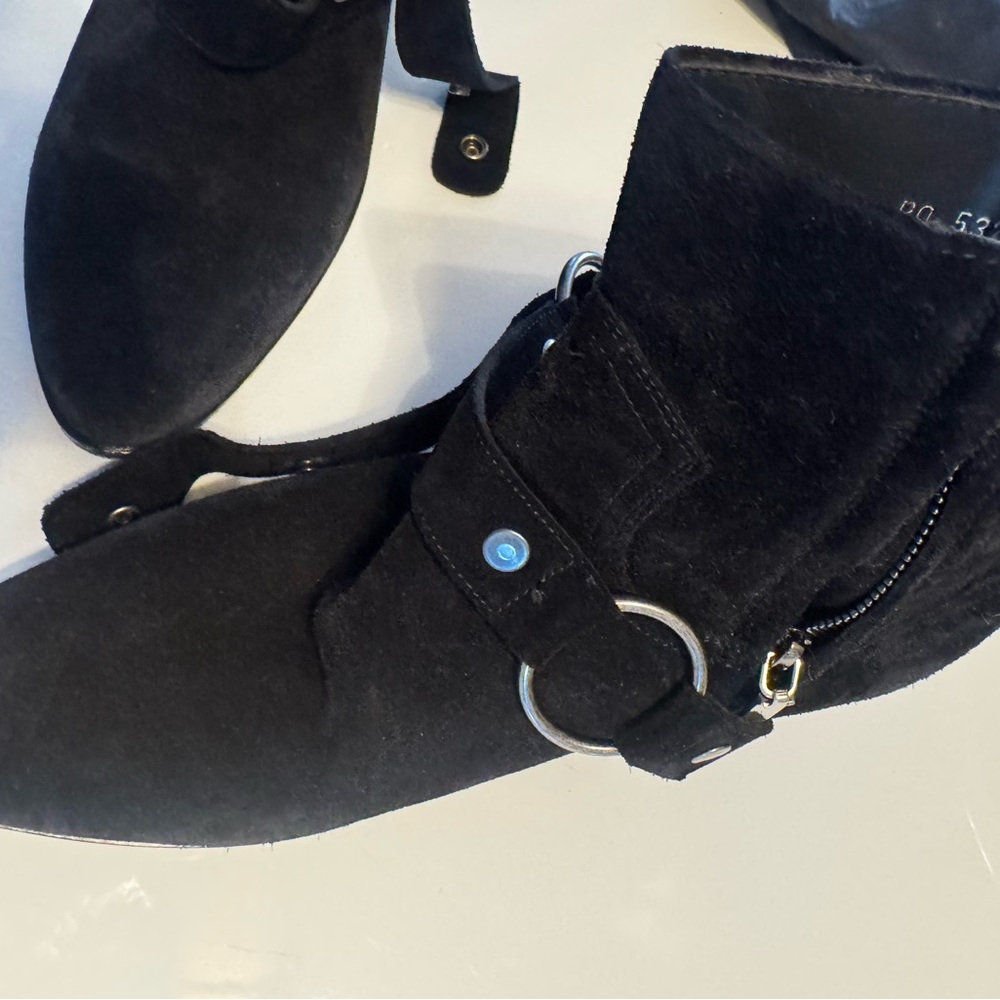 Saint Laurent “Blake” Black Suede Harness Ankle Boots Women’s EU 40 (US 9.5–10) - Picture 7 of 15